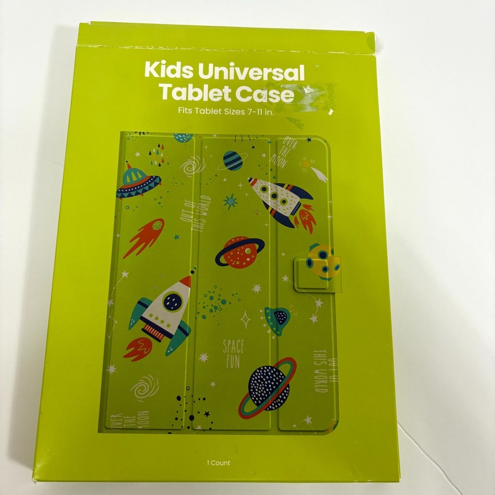 GEMS Kids Universal Tablet Case 7-11" Space Green Magnetic‎ Clasp & Stand Age 6+